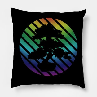 Bonsai Tree Rainbow Circle Pillow
