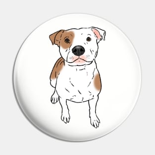 White Pitbull with Spots, Sitting Pittie Pin