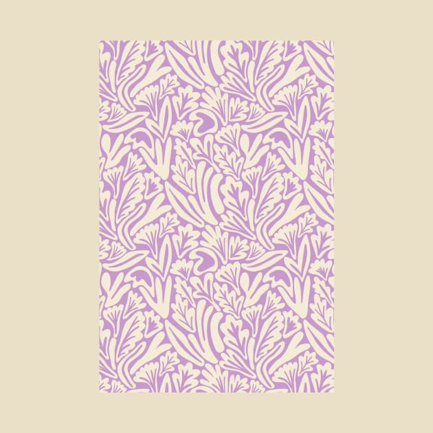 Abstract boho leaf and flower pattern in lavender by Natalisa