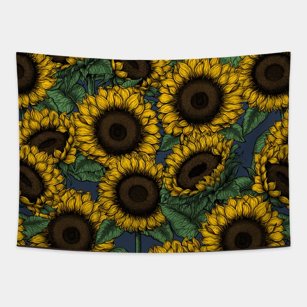 Sunflower field Tapestry by katerinamk