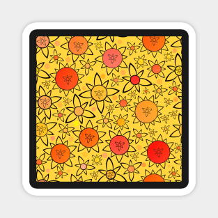 Flower Suns Warm on Yellow Repeat 5748 Magnet