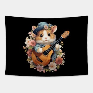 Hamster Playing Guitar Flower Tapestry