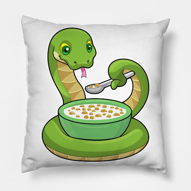 Snake at Eating with Muesli Pillow by Markus Schnabel