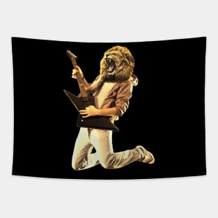 Lion Playing Electric Guitar - Rock Musician Guitar Player Tapestry