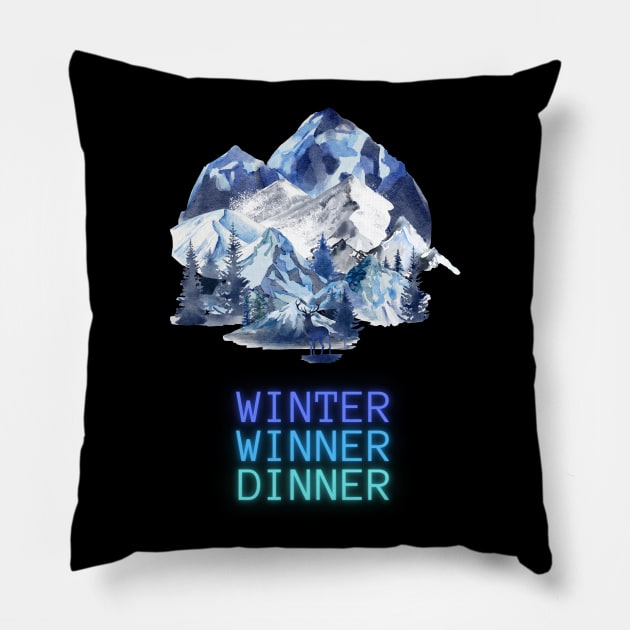 WINTER WINNER DINNER Pillow by TheRealGWon