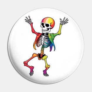 Dancing Skeleton Rainbow Pin