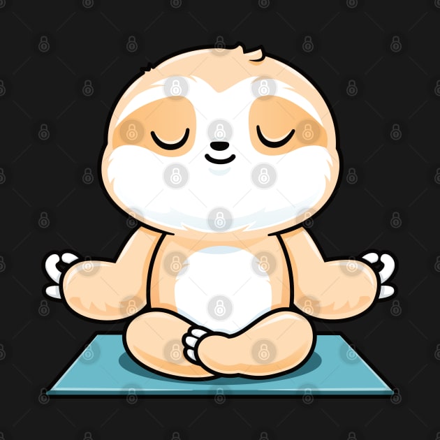 Zen Meditating Sloth Cute Yoga by PnJ