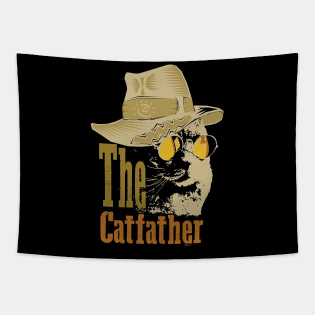 The Catfather funny cat dad Tapestry by bakmed
