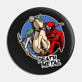 Death Metal Unicorn Grim Reaper Heavy Metal Rainbow Funny Pin