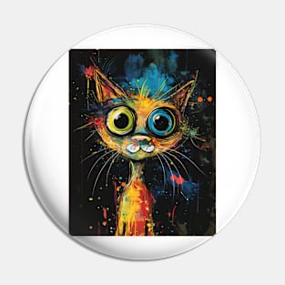 Cat Painting Colorfull Pop Art Design For Cat Onwer Pin