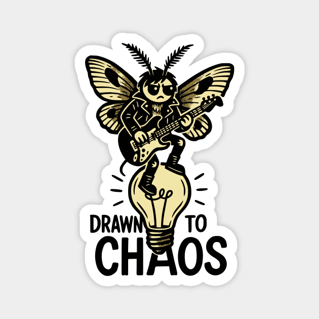 Drawn To Chaos: The Punk Rock Moth Who Shreds Magnet by Designed By Marty