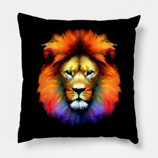 Colorful Lion Head Wildlife Pillow