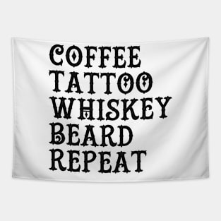 Coffee Tattoo Whiskey Beard Repeat Tapestry