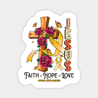 Appendix Cancer Awareness - Jesus Cross ribbon Faith Magnet