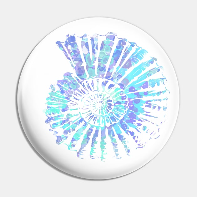 Nautilus Shell Design in Blue , Purple and Mint Paint Strokes Pattern Pin by PurposelyDesigned