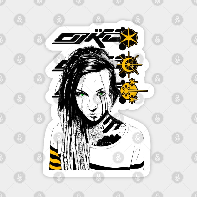 Cool Girl Futurist Cyberpunk Style Magnet by OWLvision33