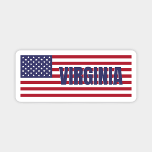 Virginia State in American Flag Magnet