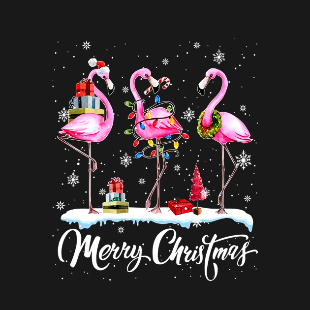 Merry Christmas Flamingo by Gadsengarland.Art