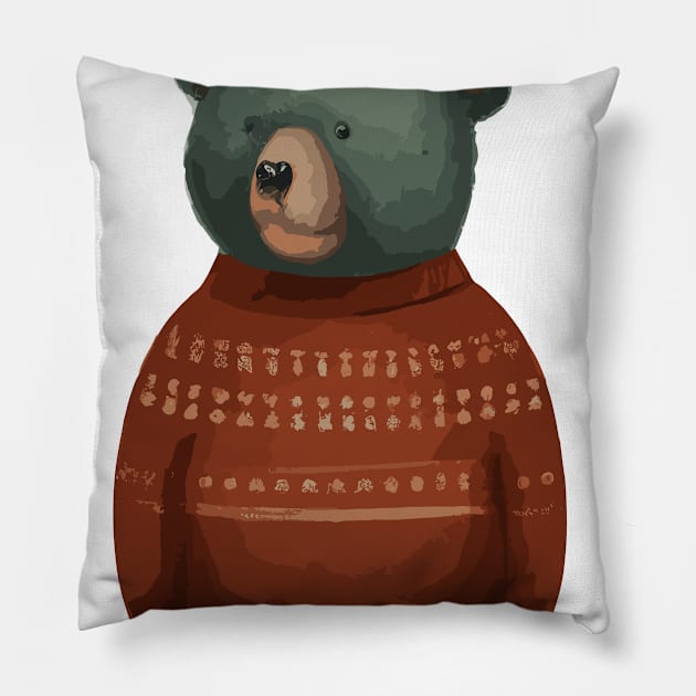 Bear in Winter Pullover Pillow by maxcode