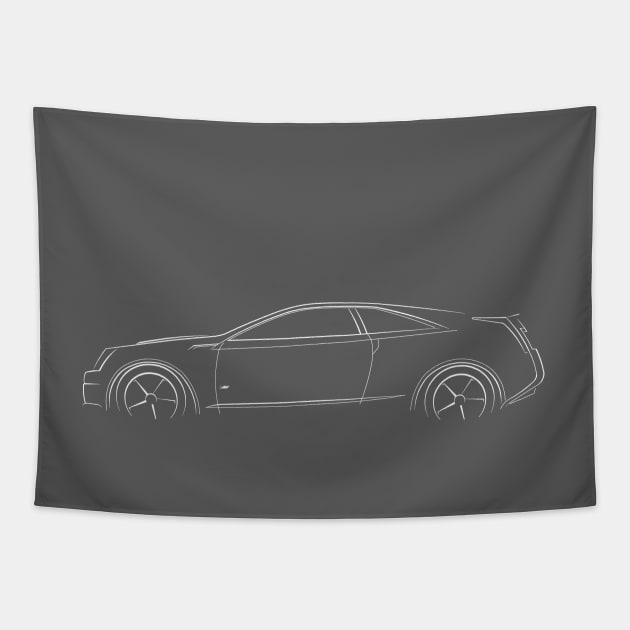 Cadillac CTS-V coupe - profile stencil, white Tapestry by mal_photography