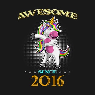 Awesome Since 2016 T Shirt Cute Unicorn Floss Birthday Gift T-Shirt