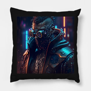 Post Apocalyptical Cyberpunk Gunslinger Pillow