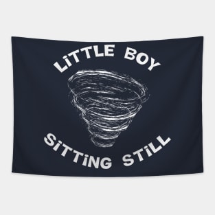 Boy Tornado White Text Tapestry