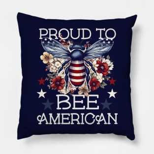 PROUD TO BEE AMERICAN FLORAL PATRIOTIC BEE VINTAGE STYLE Pillow