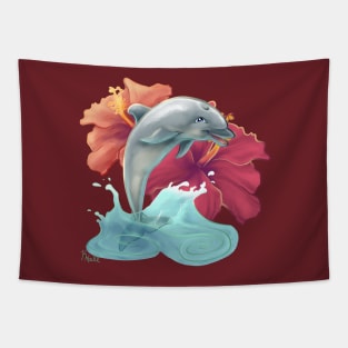 Hibiscus Dolphin Tapestry