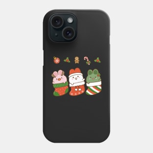 Bunnies Christmas Stockings Green 2 Phone Case