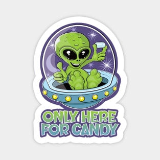 Cute alien holding candy in a flying saucer Magnet
