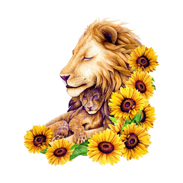 True love - Lion with lion cub by MandalaSoul