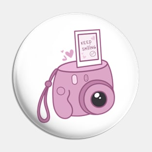 Pink retro camera Pin