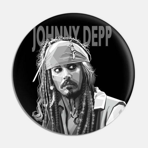 Johnny Depp Grey Pin by lots of artWork