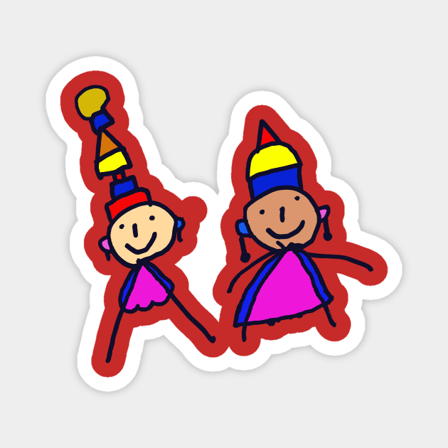 2 girls in hat Magnet by Pirino