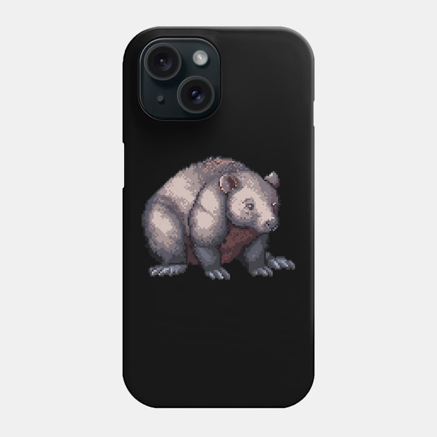 Wombat in Pixel Form Phone Case by Animal Sphere