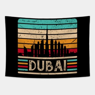 Dubai Skyline Vintage United Arab Emirates Tapestry