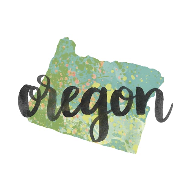 oregon - calligraphy and abstract state outline by randomolive