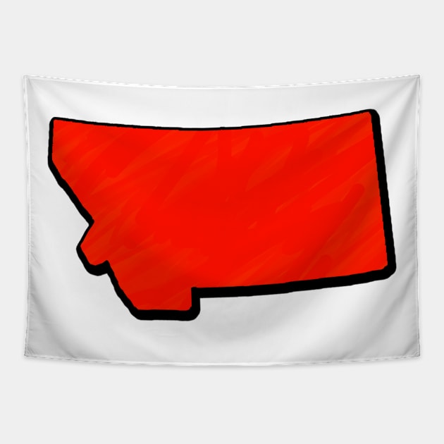 Bright Red Montana Outline Tapestry by Mookle