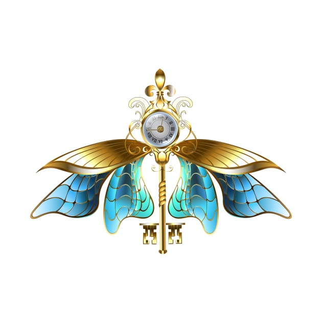 Steampunk Key with Blue Wings by Blackmoon9