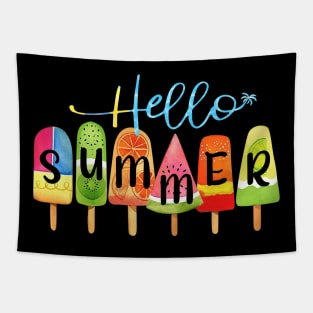 Hello Summer Vacation Ice Cream Popsicle Ice Girt For Men Women Tapestry