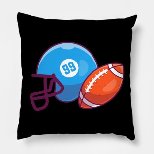 Helmet and rugby ball  cartoon Pillow