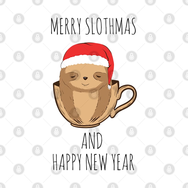 MERRY SLOTHMAS AND HAPPY NEW YEAR FUNNY SLOTH CHRISTMAS by kevenwal