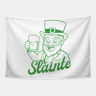 Sláinte - leprechaun - green outline Tapestry