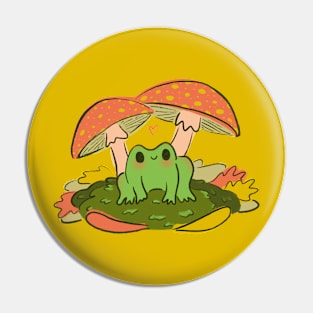 Live and Eat Flies - Frog and Mushroom Pin
