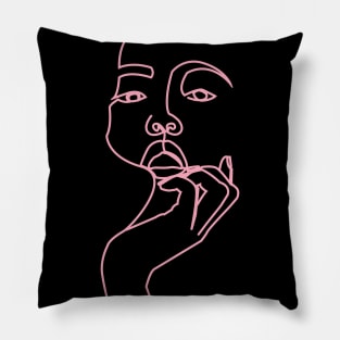 One Line Digital Art Black pink Pillow