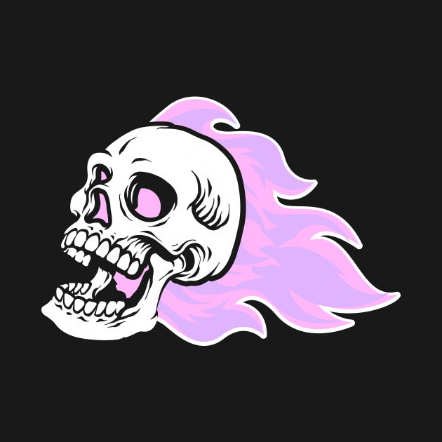 Flaming Pink Skull by johnnystackart