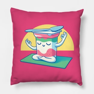 A Yogurt Doing Yoga Pillow