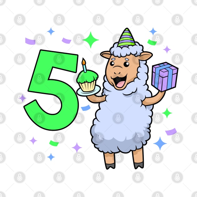 I am 5 with sheep - girl birthday 5 years old by Modern Medieval Design