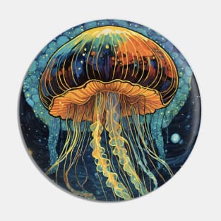 Starry Night Illumination: Van Gogh-Inspired Jellyfish Reverie Pin